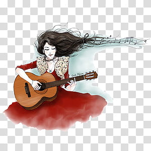 girls s, woman playing guitar illustration transparent background PNG clipart