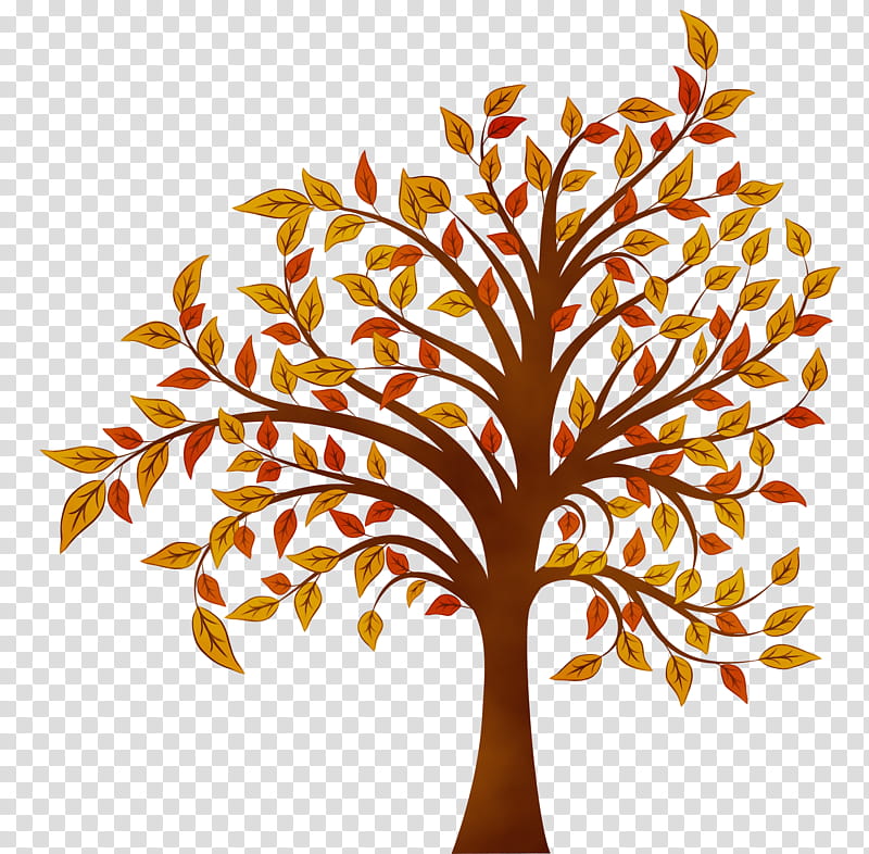 Oak Tree Drawing, Watercolor, Paint, Wet Ink, Autumn, Fall Tree, Leaf, Branch transparent background PNG clipart
