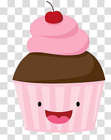 pink and brown cupcake with cherry on top transparent background PNG clipart
