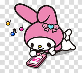 My Melody S , bunny using smartphone illustration transparent background PNG clipart