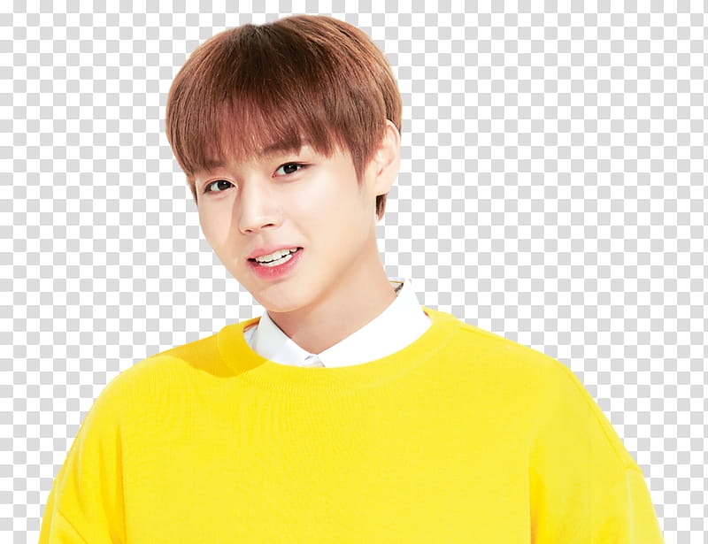 WANNA ONE X Ivy Club P, man in yellow shirt transparent background PNG clipart