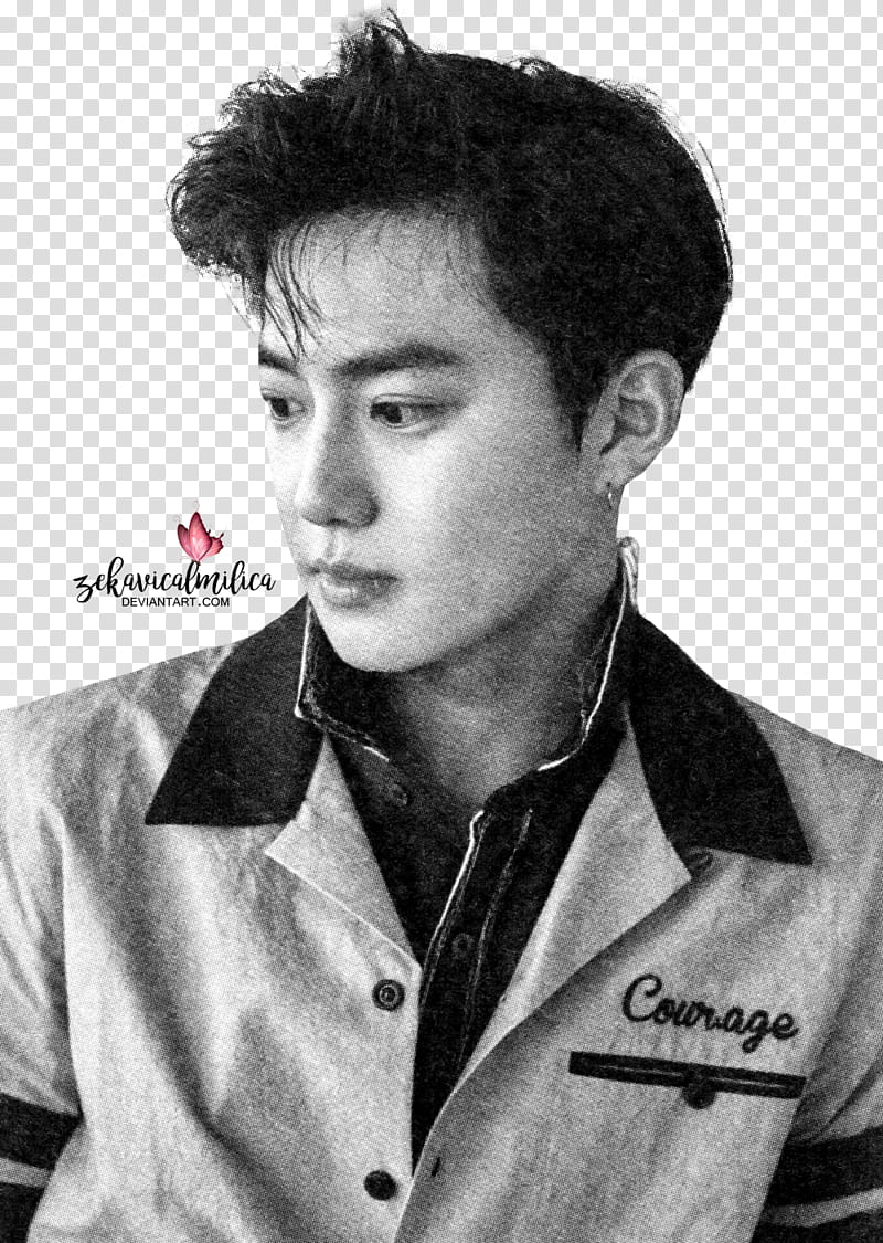 EXO Suho Lucky One, man wearing button-up collared top transparent background PNG clipart