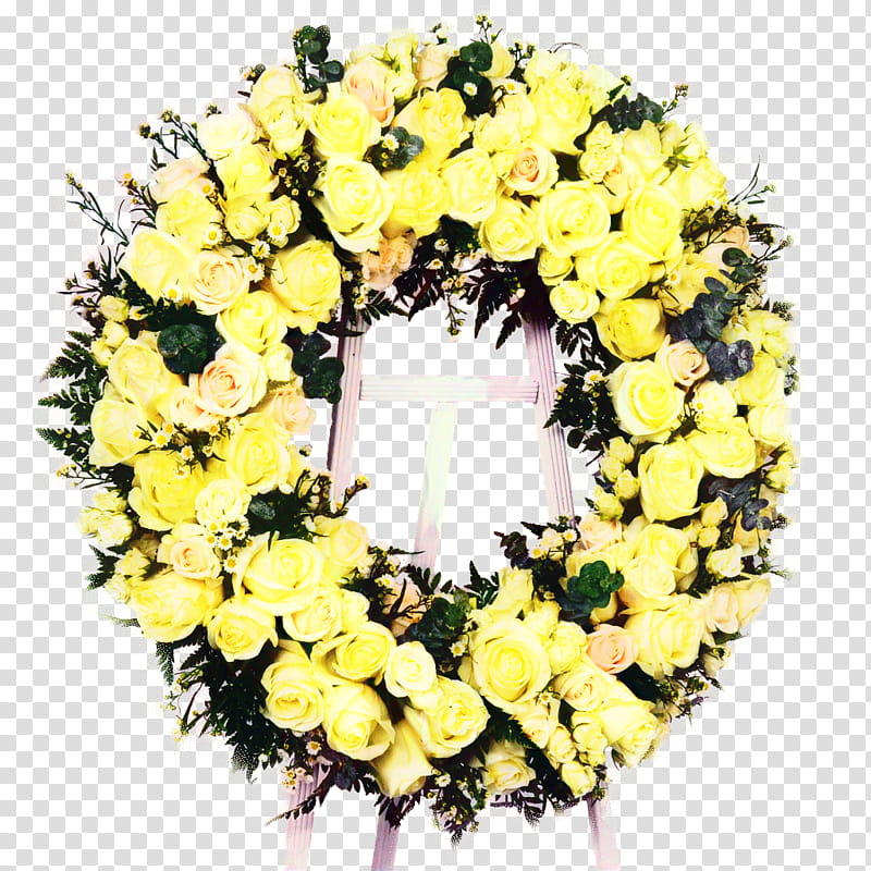Christmas Decoration, Wreath, Funeral, Flower, Floral Design, Rose, Cut Flowers, Yellow transparent background PNG clipart