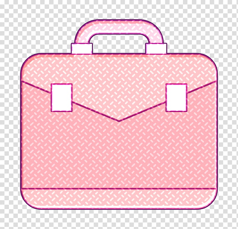 Bag icon Briefcase icon Office elements icon, Pink, Business Bag, Baggage, Hand Luggage, Suitcase, Luggage And Bags, Material Property transparent background PNG clipart