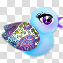 Lil cHick a Dees Icons,  cHick-a-Dee Turquoise (paisley), blue and multicolored duck transparent background PNG clipart