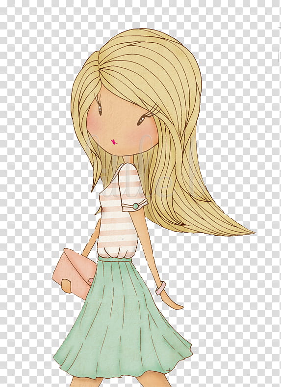 Doll Vintage, yellow-haired girl illustration transparent background PNG clipart
