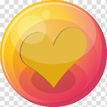 Heart Bubble Icons, orange, pink and yellow circle with heart in middle icon transparent background PNG clipart