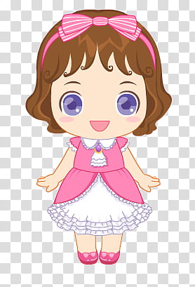 Munecas, girl wearing pink and white dress illustration transparent background PNG clipart