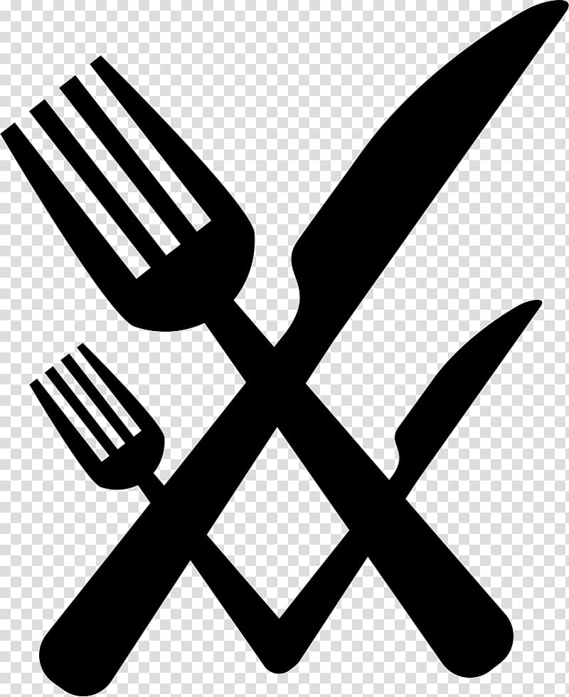 Restaurant Logo, Knife, Symbol, Cutlery, Kitchen Utensil, Line, Blackandwhite, Fork transparent background PNG clipart