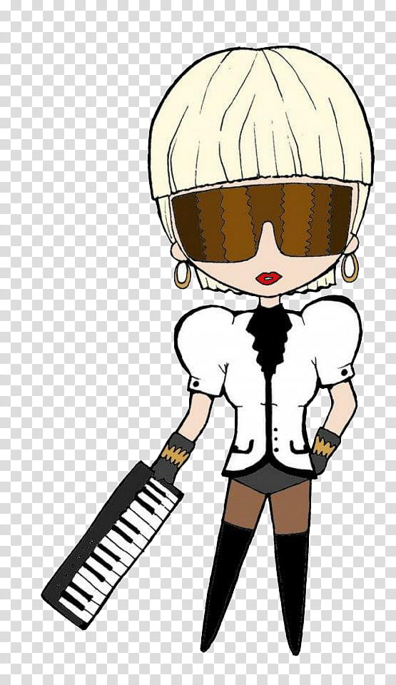 Caricaturas Lady Gaga, woman holding electronic keyboard art transparent background PNG clipart