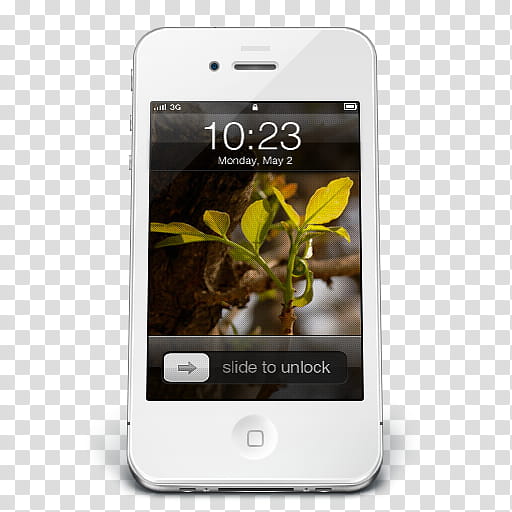i, white iPhone  displaying slide to unlock transparent background PNG clipart
