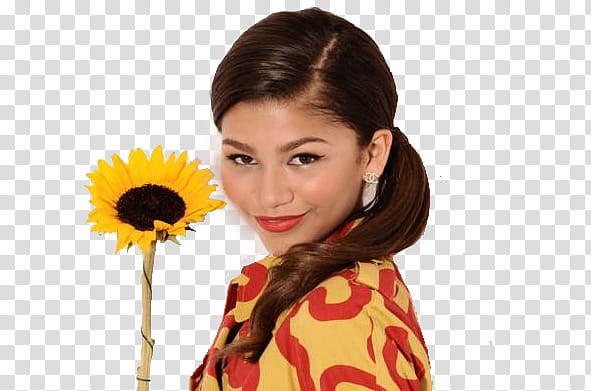 Zendaya Coleman, women's red and yellow floral top transparent background PNG clipart