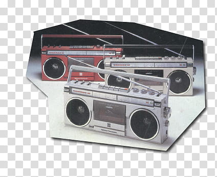 mix  electronic, three white and red boomboxes transparent background PNG clipart