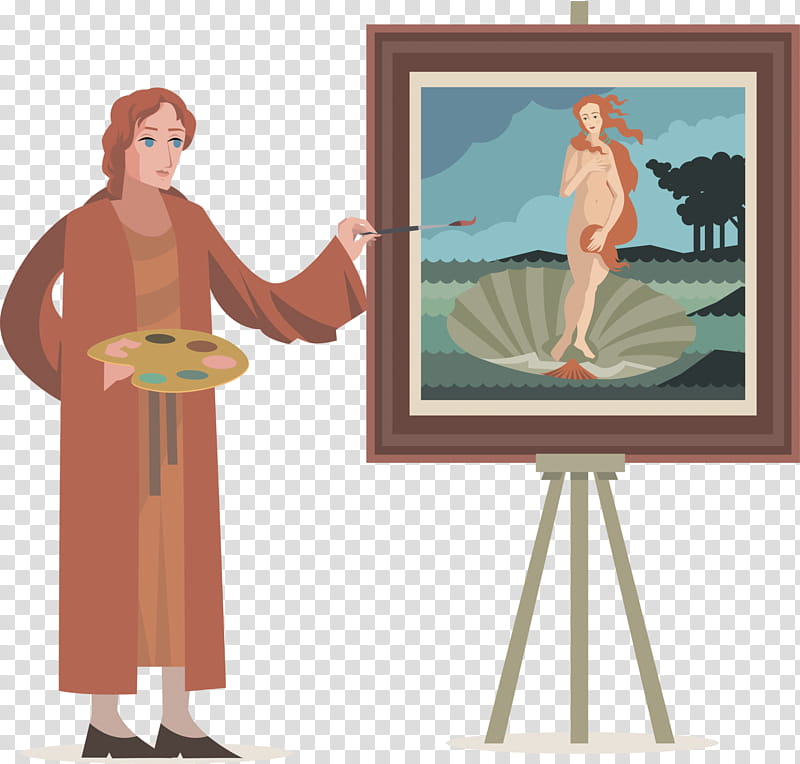 Easel, Birth Of Venus, Painting, Renaissance, Artist, Painter, Renaissance Art, Portrait transparent background PNG clipart