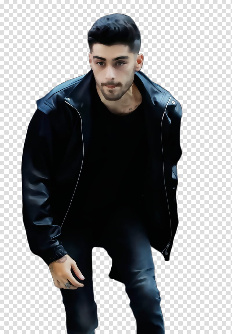New York City, Watercolor, Paint, Wet Ink, Zayn Malik, Leather Jacket, Livingly Media, Leather Jacket M transparent background PNG clipart