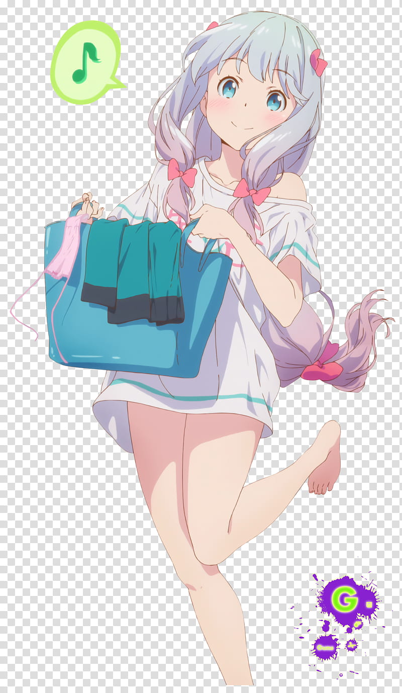 Eromanga sensei Sagiri Izumi, blue-haired girl wearing white top transparent background PNG clipart