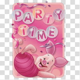 iconos y Pigglet, Pigglet By; MinnieKawaiiTutos (), pink Party Time Piglet-themed icon transparent background PNG clipart