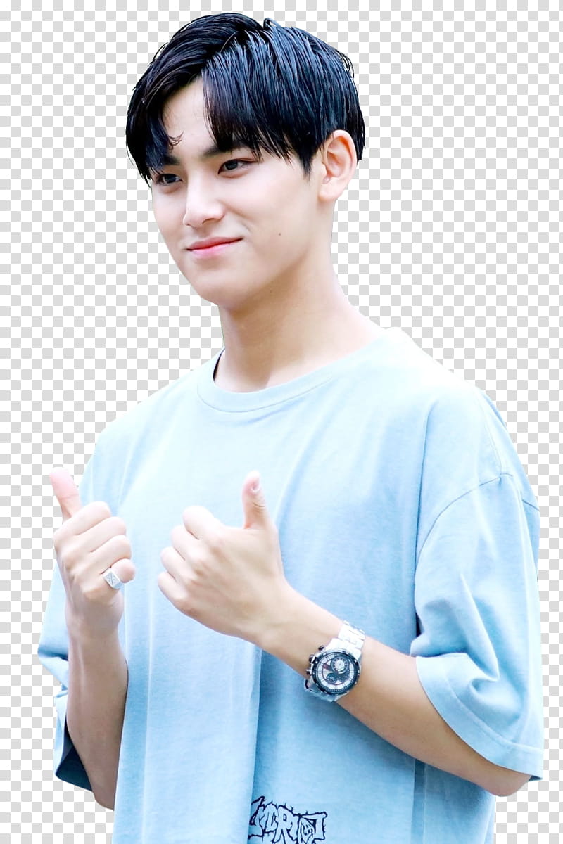 Mingyu  HAPPYMINGYUDAY, man doing a thumb up sign transparent background PNG clipart