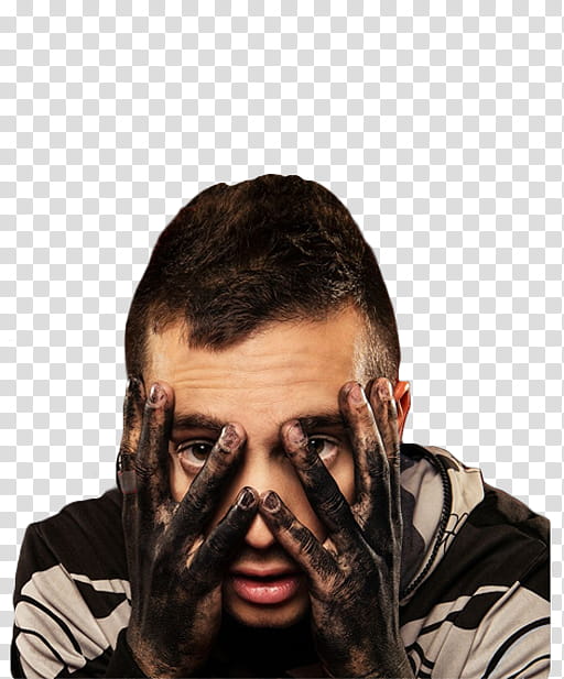 v TYLER JOSEPH, man wearing brown top with hands on face transparent background PNG clipart