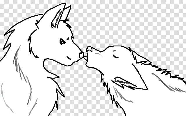 wolf couple line art, sketch of wolves transparent background PNG clipart