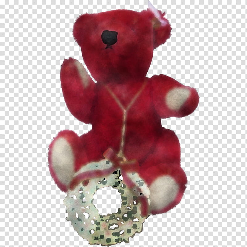 Teddy bear, Red, Pink, Flower, Plant, Toy, Ruby transparent background PNG clipart