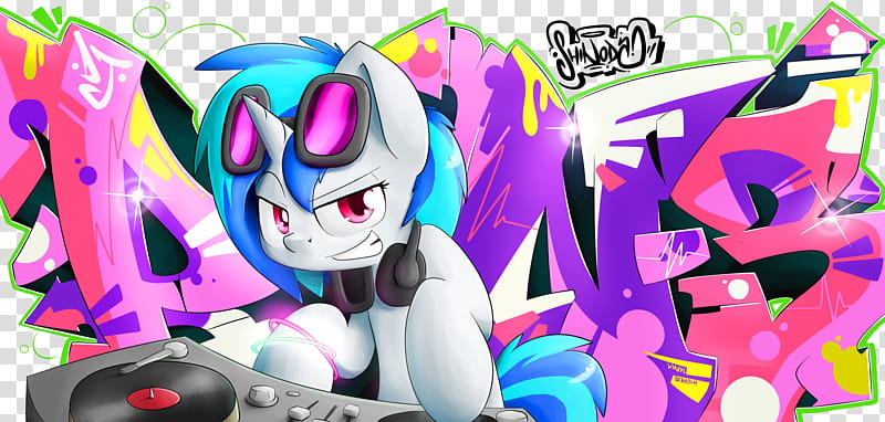 DJ PON , My Little Pony Rainbow Dash playing DJ controller illustration transparent background PNG clipart