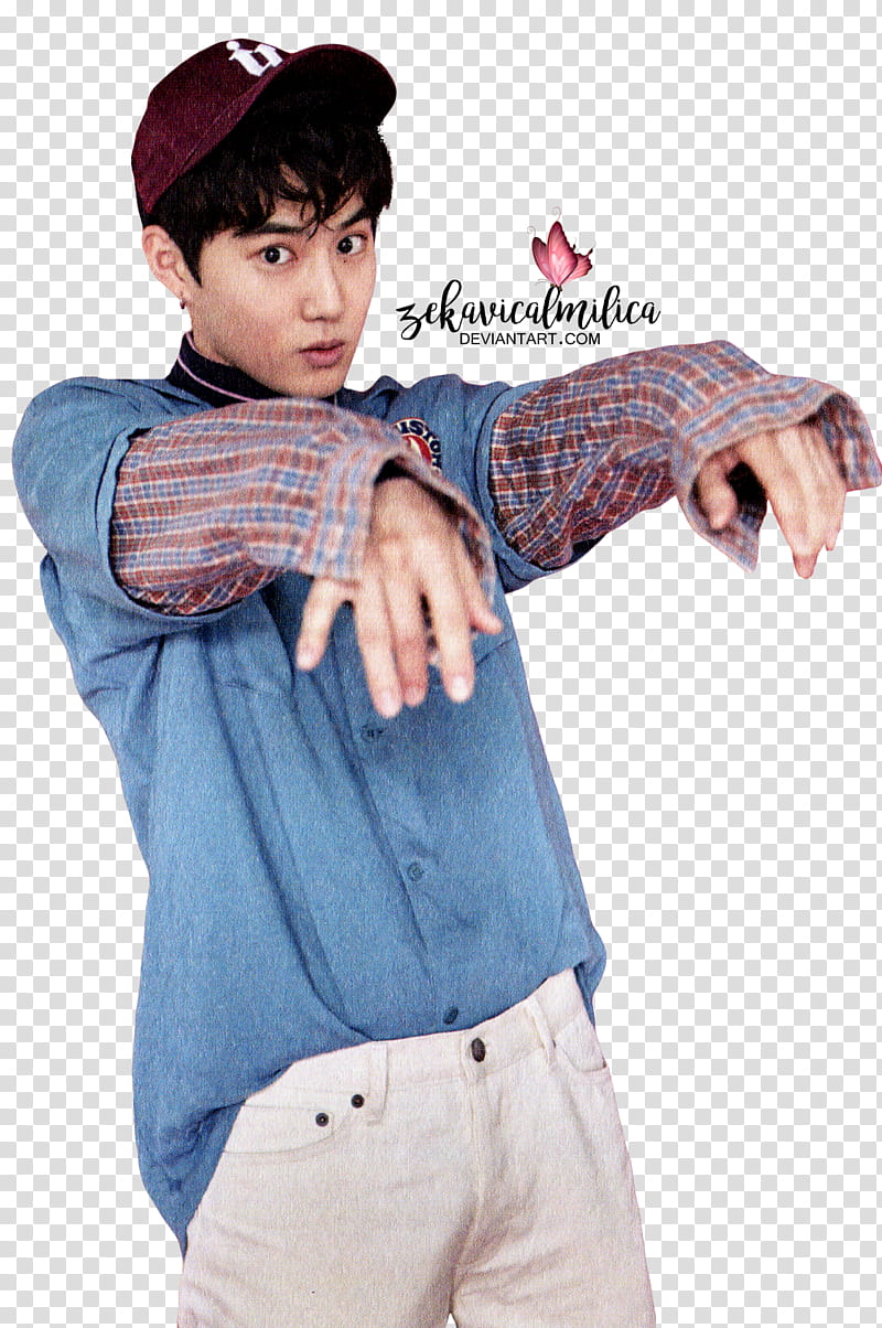 EXO Suho Lucky One, man raising his arms transparent background PNG clipart
