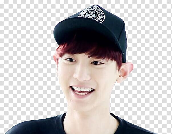 Park Chanyeol Roommate, smiling man wearing black baseball cap transparent background PNG clipart