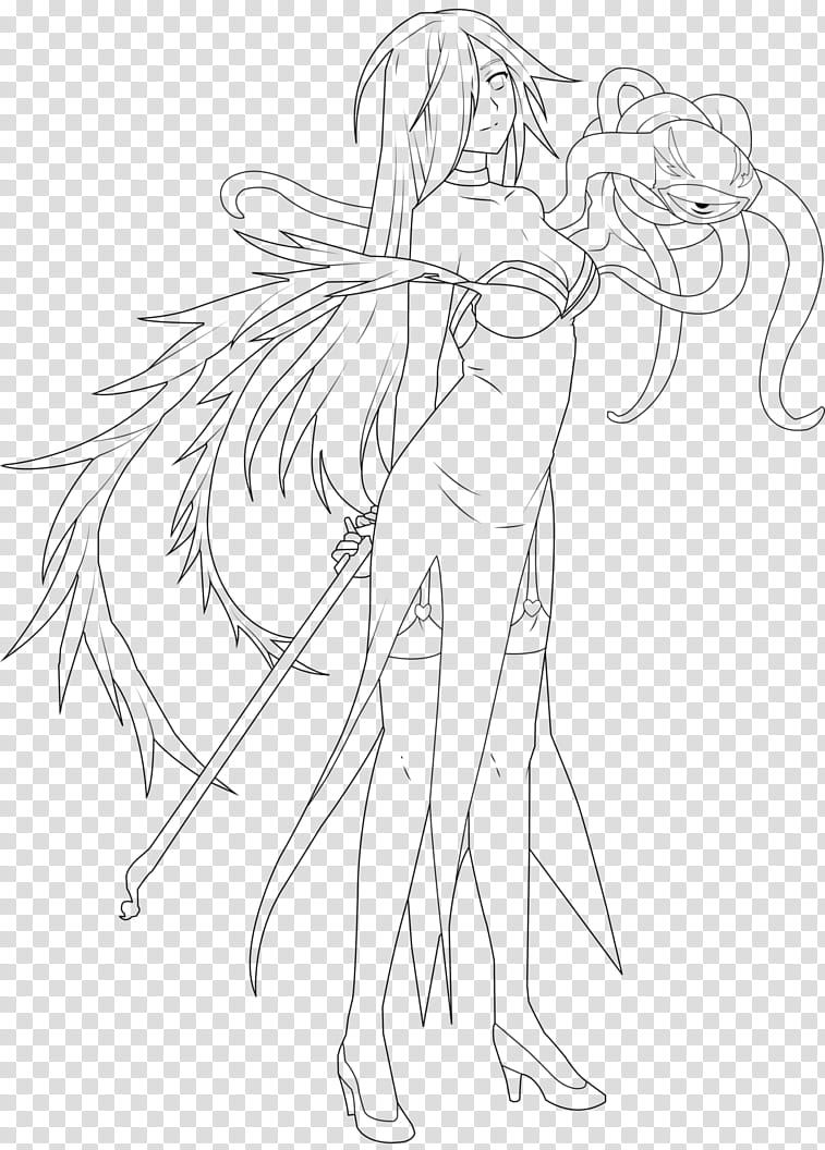 Nyx And Funikura Queen&#;s Blade LineArt Resize transparent background PNG clipart