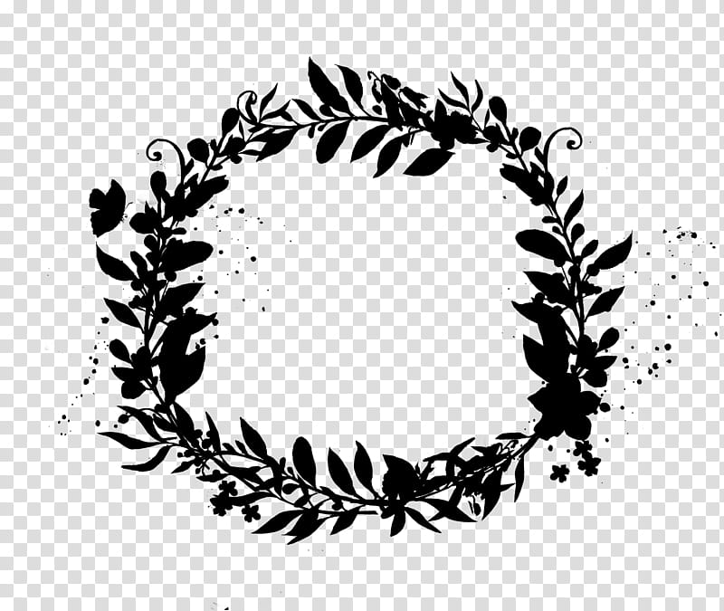 Leaf Wreath, Computer, Line, Black M, Plant, Branch, Blackandwhite, Circle transparent background PNG clipart