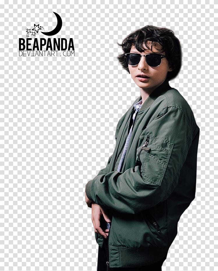 Finn Wolfhard, standing man wearing black sunglasses and jacjet transparent background PNG clipart