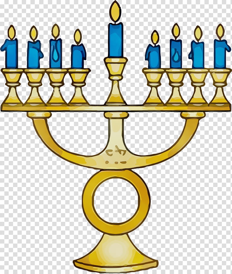 Hanukkah, Hanukkah Candle, Happy Hanukkah, Watercolor, Paint, Wet Ink, Candle Holder, Menorah transparent background PNG clipart