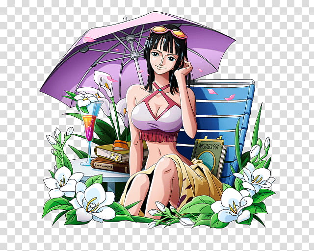 NICO ROBIN, woman under umbrella transparent background PNG clipart