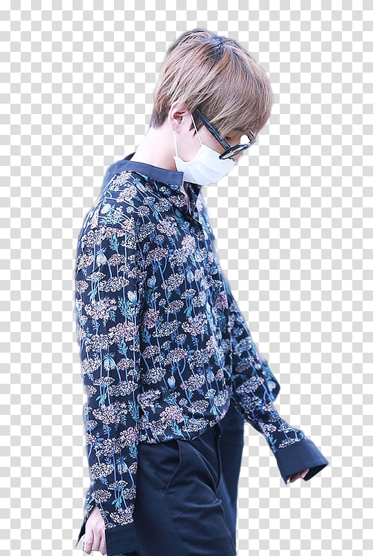BIG SHARE Bts edition, man wearing blue and pink floral long-sleeved shirt transparent background PNG clipart