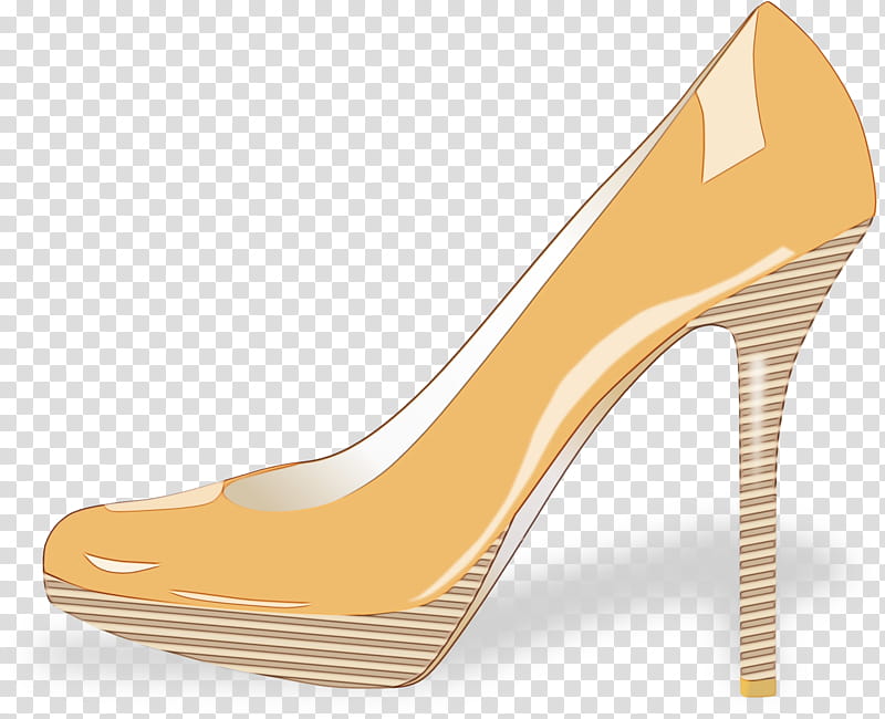 footwear high heels yellow shoe basic pump, Watercolor, Paint, Wet Ink, Court Shoe, Beige, Sandal transparent background PNG clipart