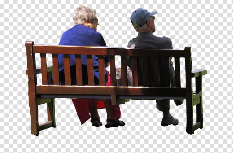 Old couple on park Bench,  person sitting on wooden bench transparent background PNG clipart