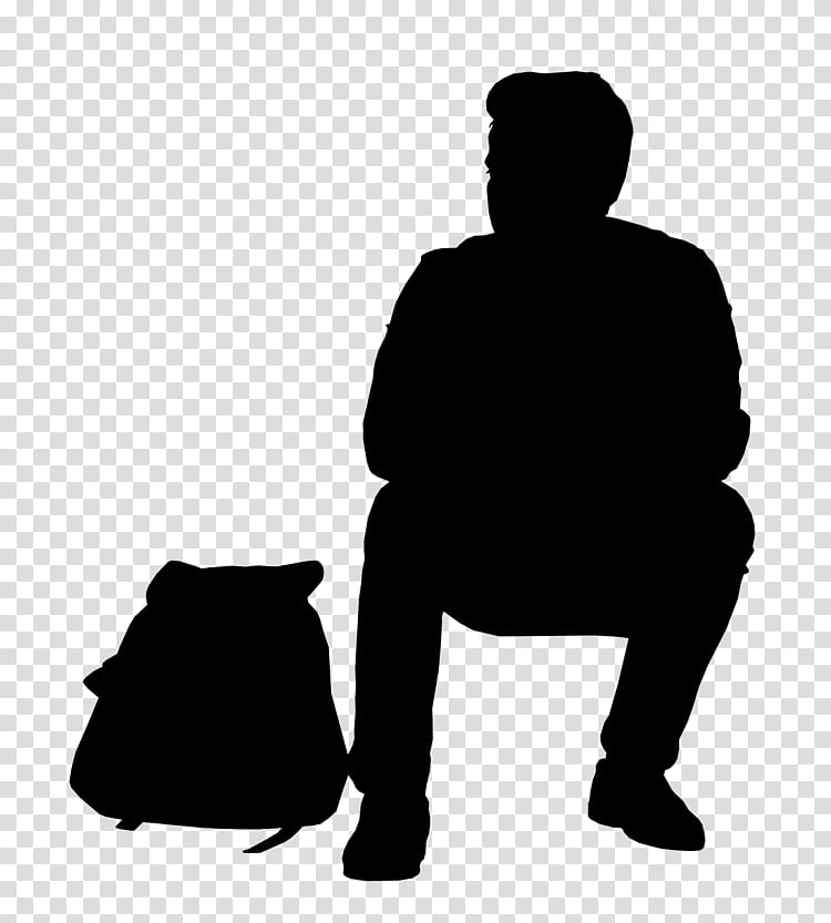 Man, Black White M, Human, Silhouette, Behavior, Im The Man, Black M, Sitting transparent background PNG clipart