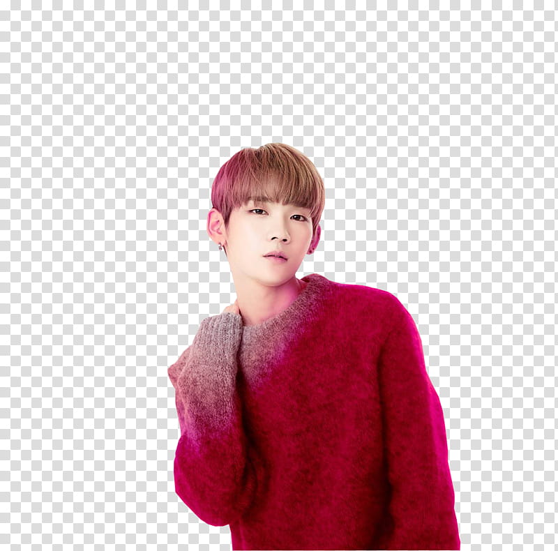 JBJ , man wearing red sweater transparent background PNG clipart