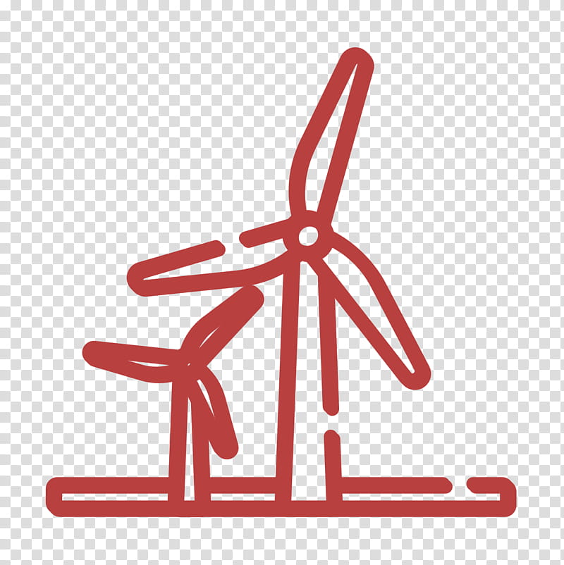 Wind energy icon Climate Change icon Wind icon, Red, Line transparent background PNG clipart