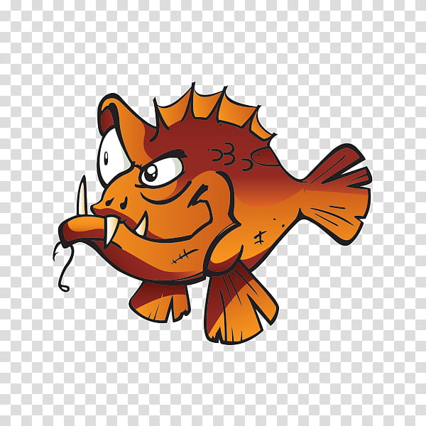 Seafood, Drawing, Cartoon, Orange, Fish, Tail transparent background PNG clipart