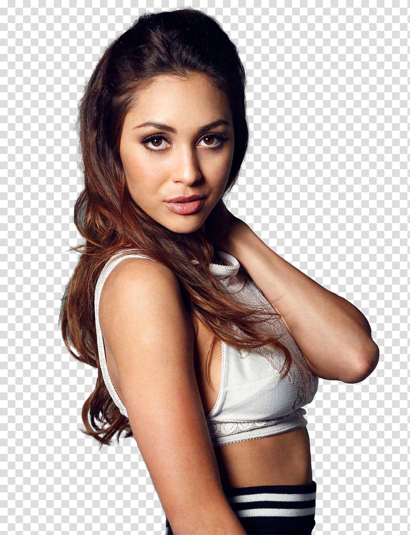 Lindsey Morgan, woman in white crop top transparent background PNG clipart