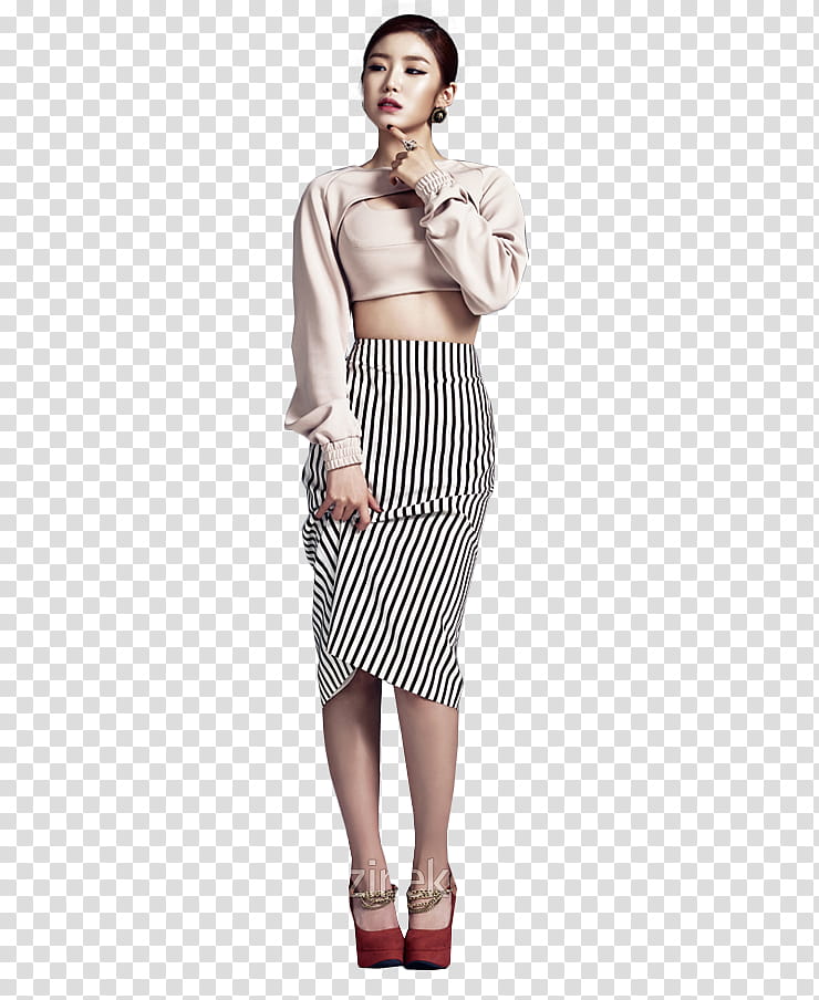 Secrets Hyo Sung for Esquire, woman in beige crop top transparent background PNG clipart
