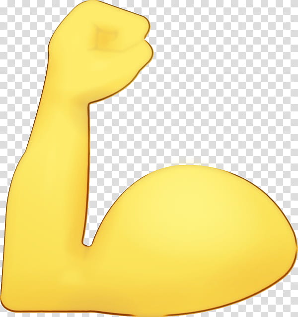 Muscle Arm Emoji, Biceps, Emoticon, Apple Color Emoji, Iphone, Exercise, Yellow transparent background PNG clipart