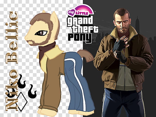 My Little Grand Theft Pony, Niko Bellic, Grand Theft Pony poster transparent background PNG clipart