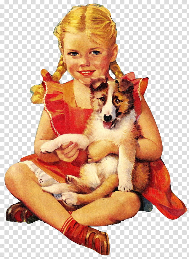 Vintage Vol , girl holding a dog art transparent background PNG clipart