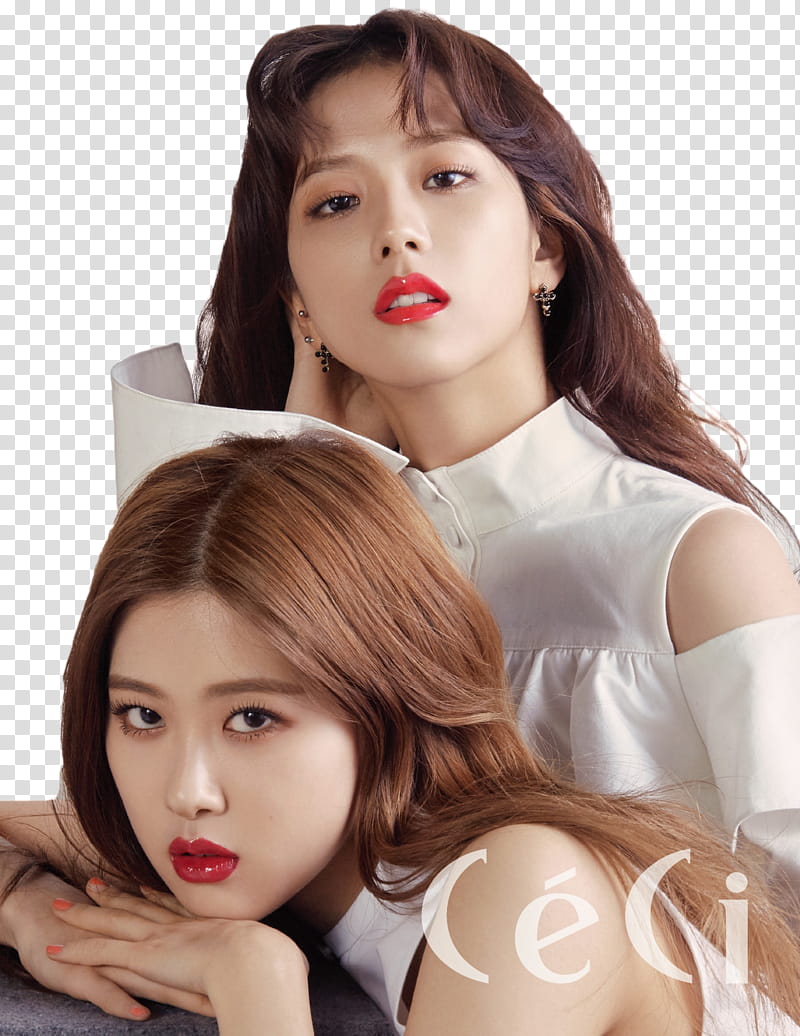 Jisoo and Rose BLACKPINK, two female Ceci Kpop group members transparent background PNG clipart