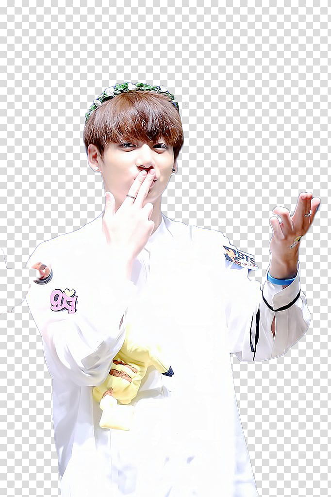 CHENGXIAO WJSN HANI EXID JUNGKOOK V BTS, man kissing his hand wearing white long-sleeved shirt transparent background PNG clipart