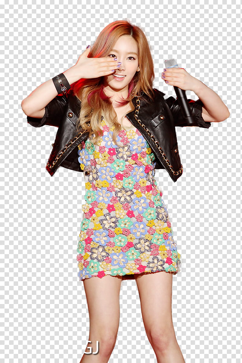 Taeyeon SNSD, smiling woman holding a microphone transparent background PNG clipart