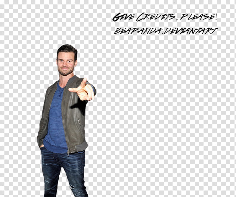 Daniel Gillies, standing man waering black leather zip-up jacket transparent background PNG clipart