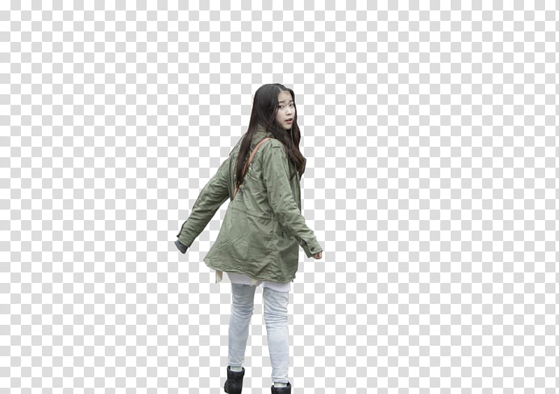 Watchers Special, woman in green jacket and white pants transparent background PNG clipart